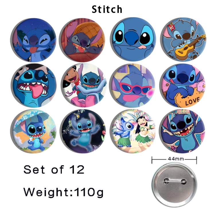 Lilo & Stitch Anime tinplate bright film badge 44mm a set of 12