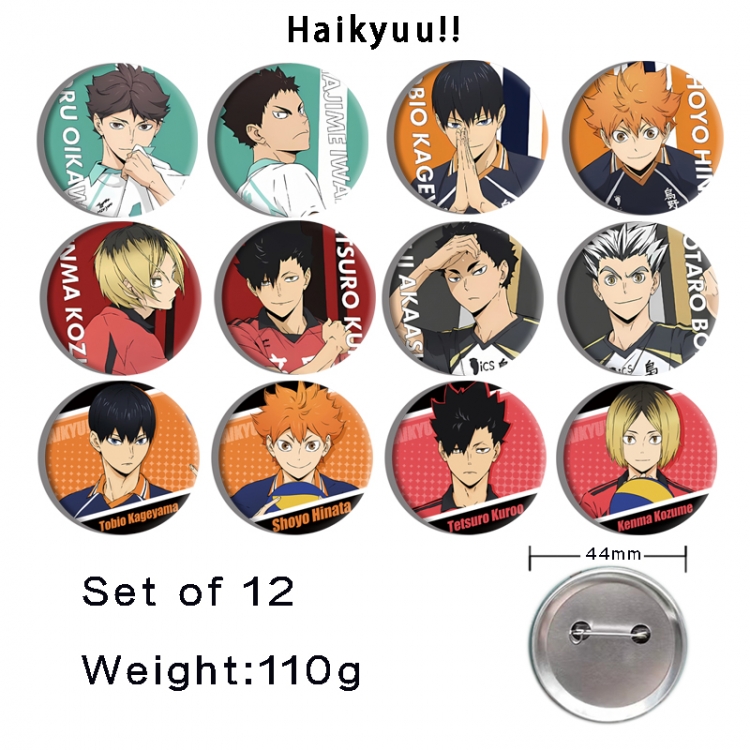 Haikyuu!! Anime tinplate bright film badge 44mm a set of 12