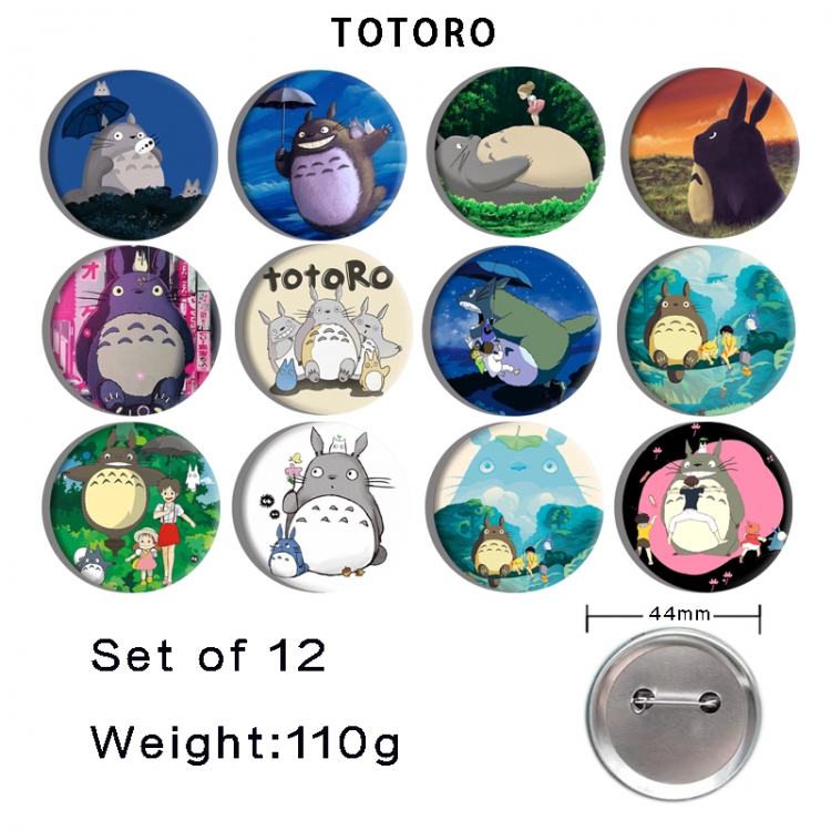 TOTORO Anime tinplate bright film badge 44mm a set of 12