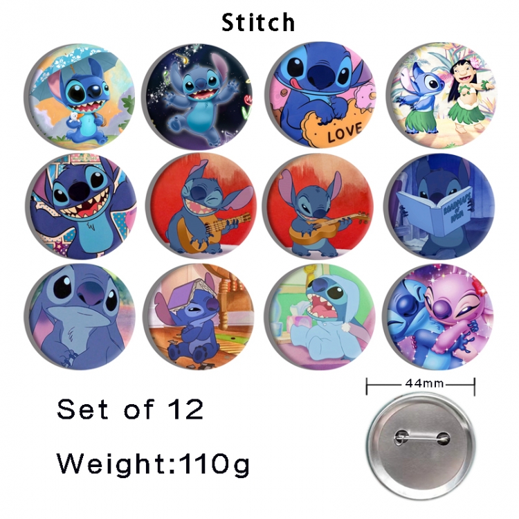 Lilo & Stitch Anime tinplate bright film badge 44mm a set of 12