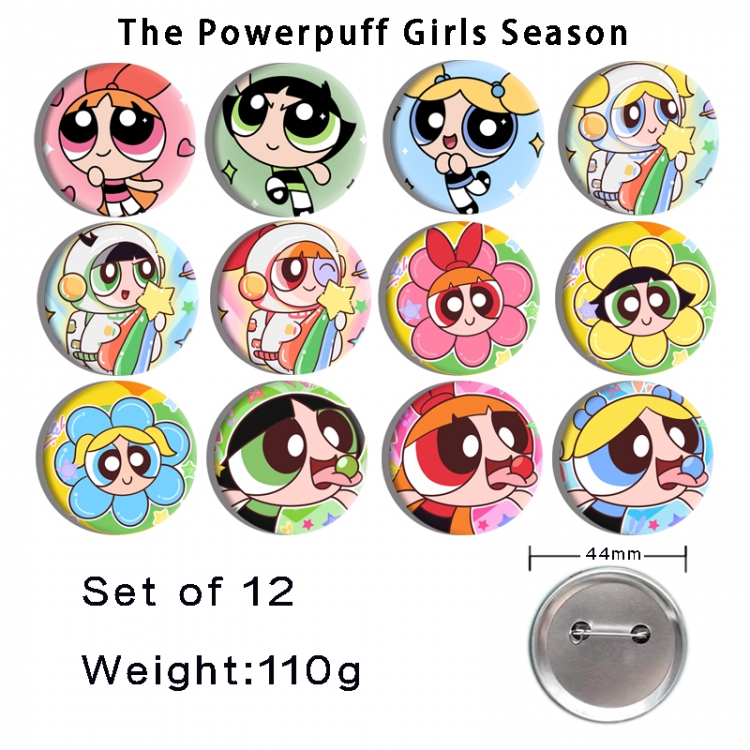 The Powerpuff Girls Anime tinplate bright film badge 44mm a set of 12