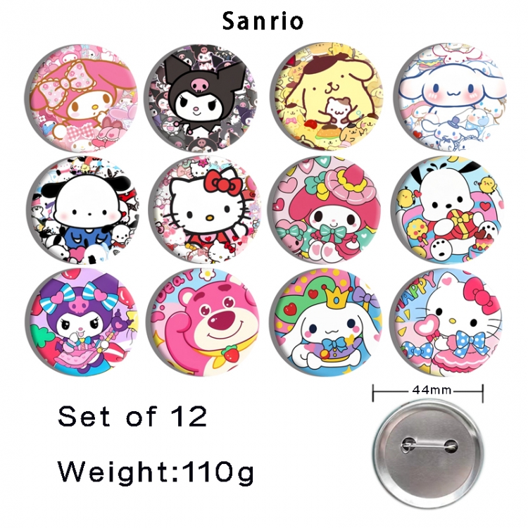 sanrio Anime tinplate bright film badge 44mm a set of 12