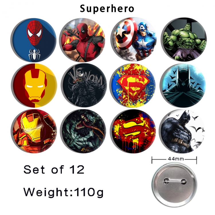 Marvel Anime tinplate bright film badge 44mm a set of 12