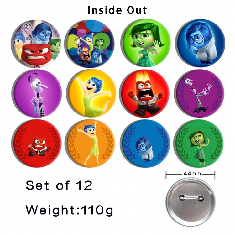 Inside Out  Anime tinplate bright film badge 44mm a set of 12