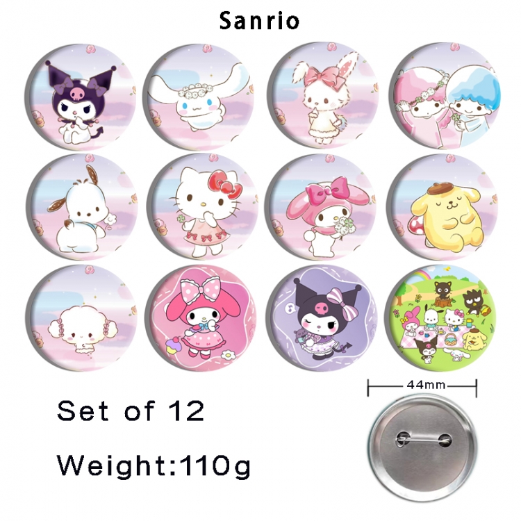 sanrio Anime tinplate bright film badge 44mm a set of 12