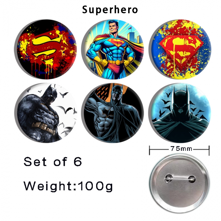 Marvel Anime Tinplate Bright Film Emblem Badge 75mm a set of 6