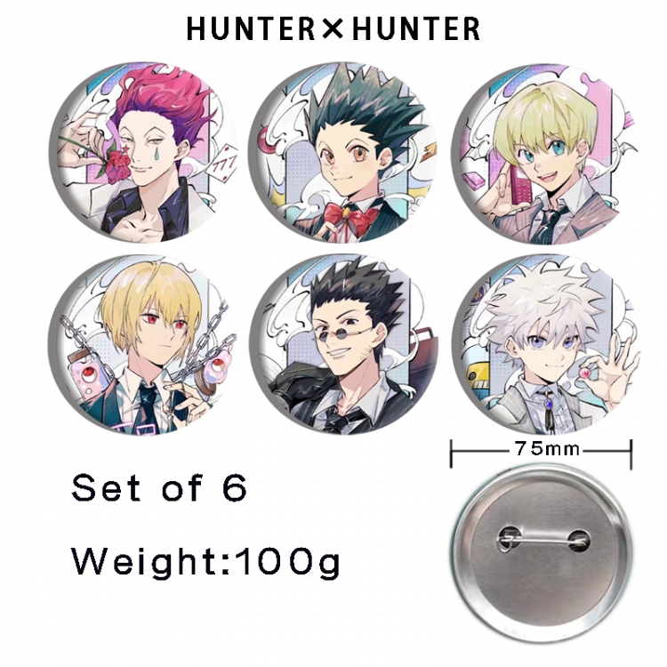 HunterXHunter Anime Tinplate Bright Film Emblem Badge 75mm a set of 6