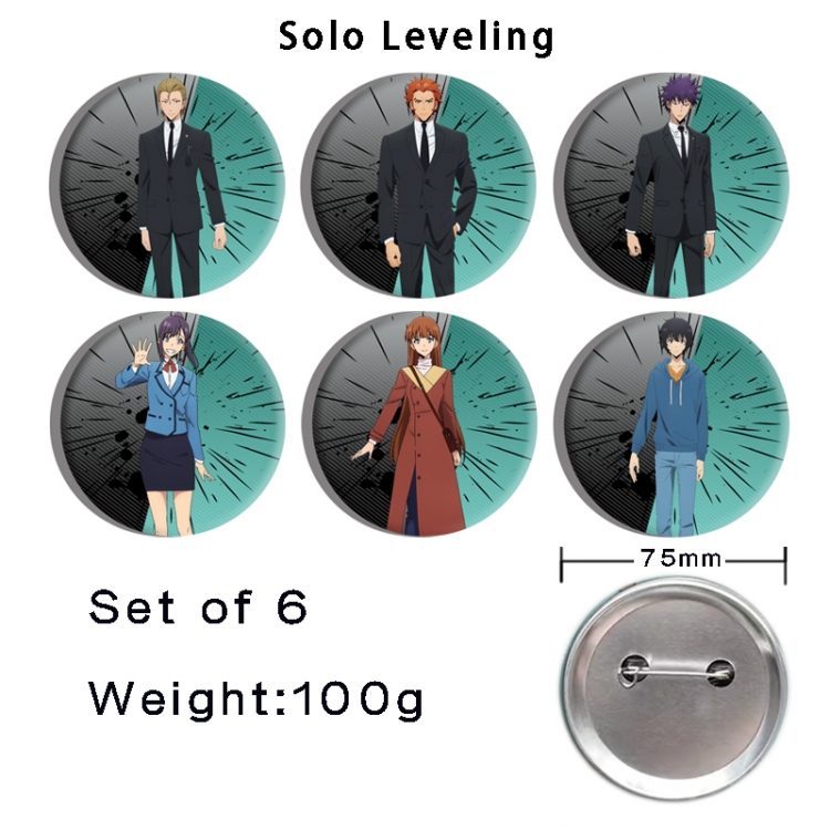 Solo Leveling:Arise  Anime Tinplate Bright Film Emblem Badge 75mm a set of 6