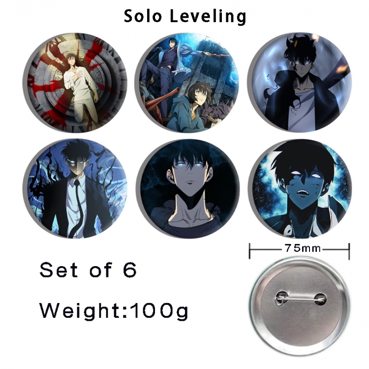 Solo Leveling:Arise  Anime Tinplate Bright Film Emblem Badge 75mm a set of 6