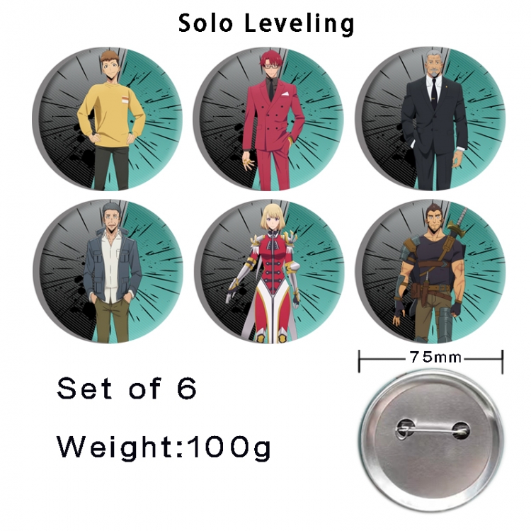 Solo Leveling:Arise  Anime Tinplate Bright Film Emblem Badge 75mm a set of 6