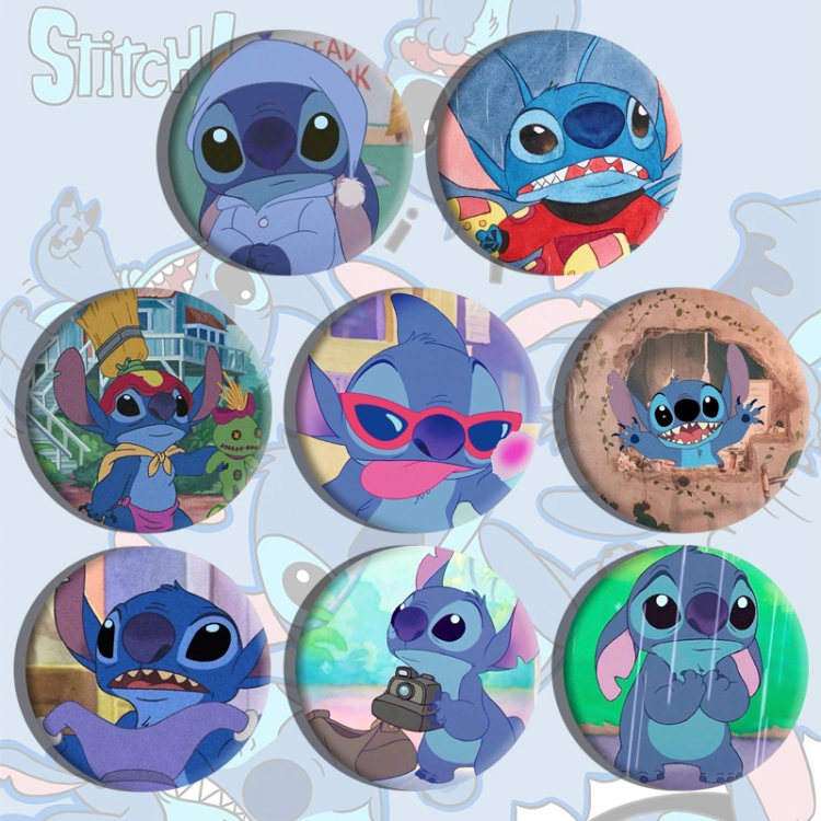 Lilo & Stitch Anime tinplate brooch badge a set of 8