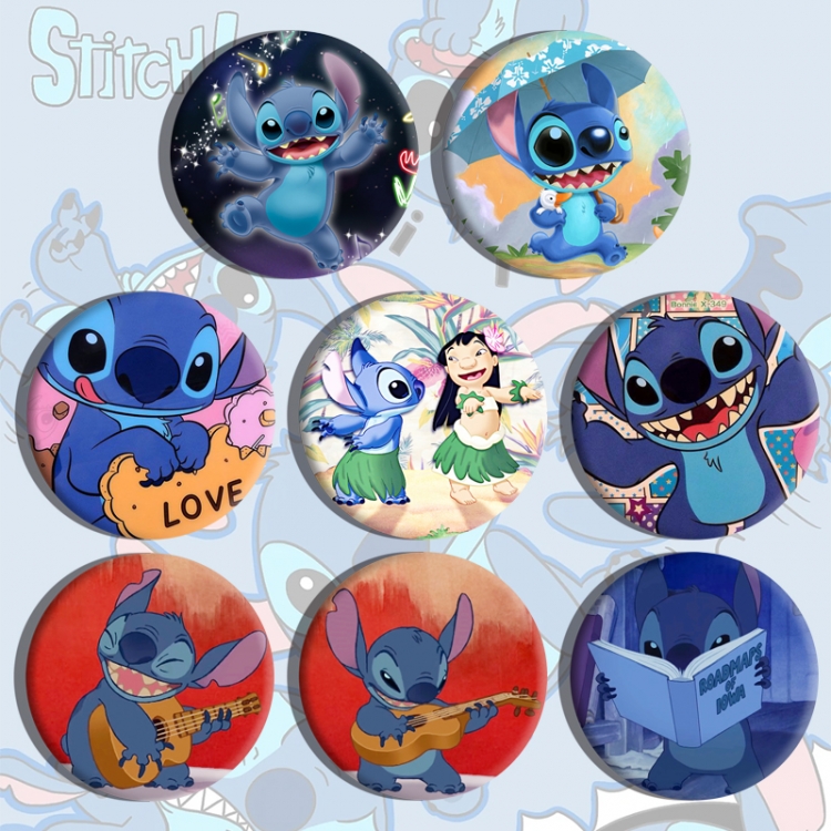 Lilo & Stitch Anime tinplate brooch badge a set of 8