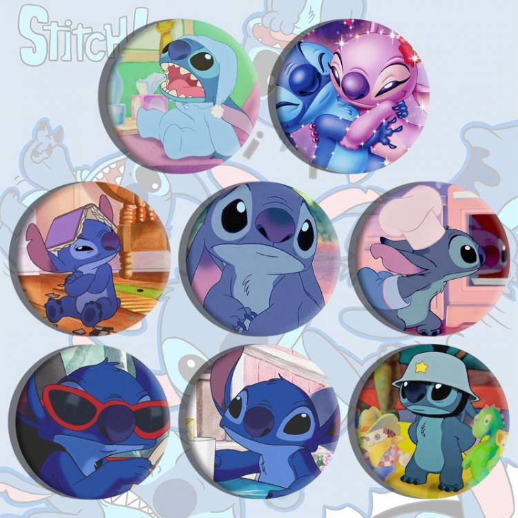 Lilo & Stitch Anime tinplate brooch badge a set of 8