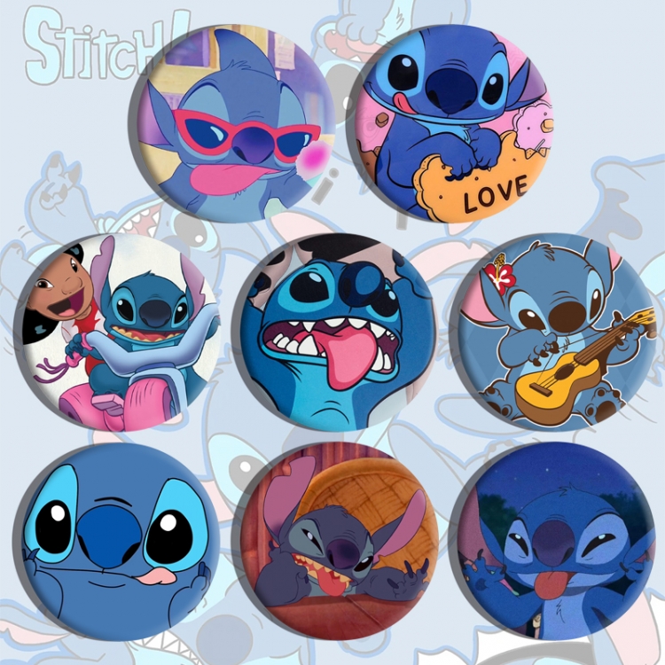 Lilo & Stitch Anime tinplate brooch badge a set of 8