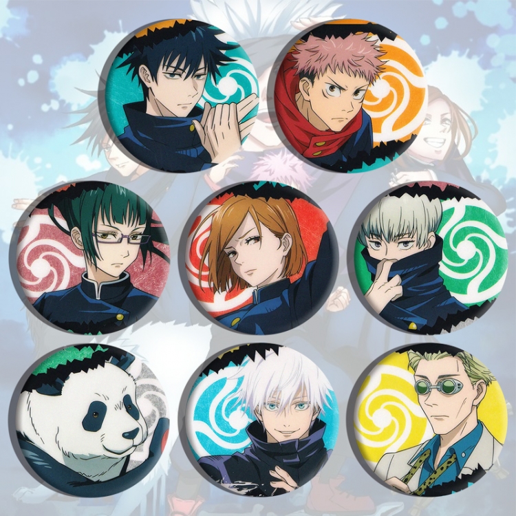 Jujutsu Kaisen  Anime tinplate brooch badge a set of 8