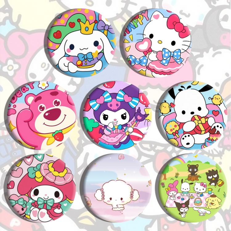 sanrio Anime tinplate brooch badge a set of 8