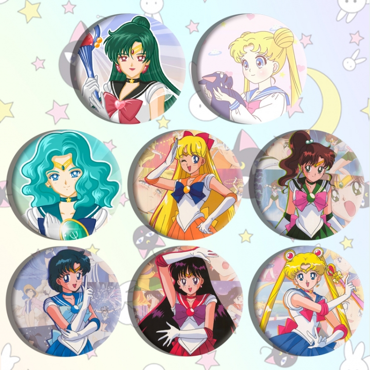 sailormoon Anime tinplate brooch badge a set of 8