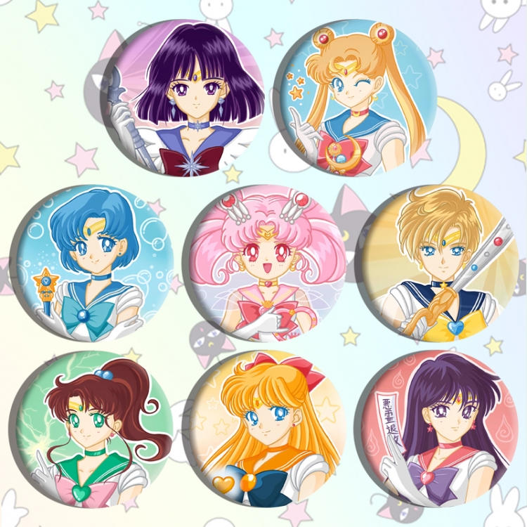 sailormoon Anime tinplate brooch badge a set of 8