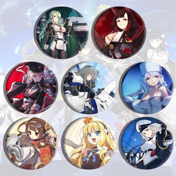 Azur Lane Anime tinplate brooch badge a set of 8