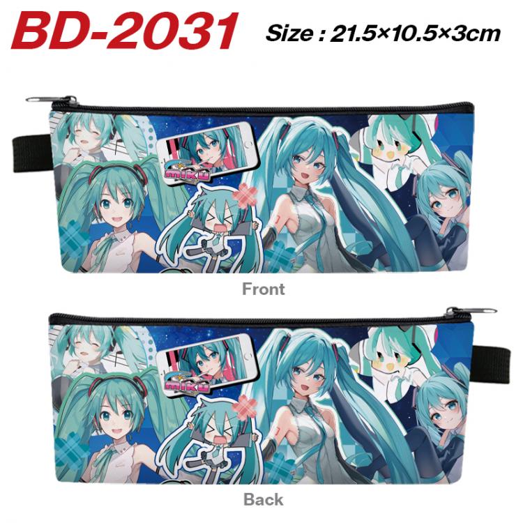 Hatsune Miku Anime PU Leather Zipper Pencil Case Stationery Box 21.5X10.5X3CM BD-2031