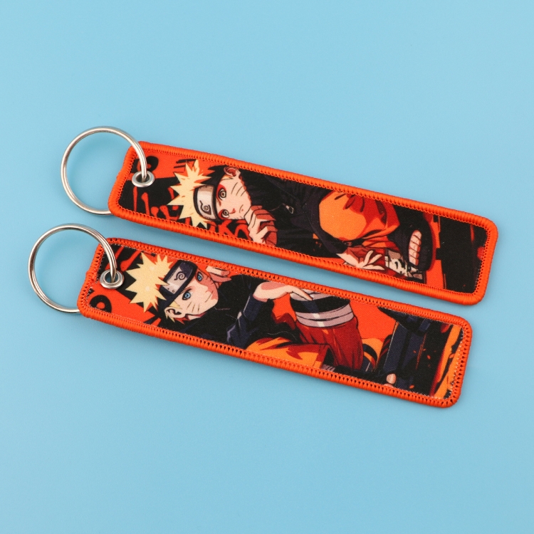  Naruto Double sided color woven label keychain with thickened hanging rope 13x3cm 10G price for 5 pcs