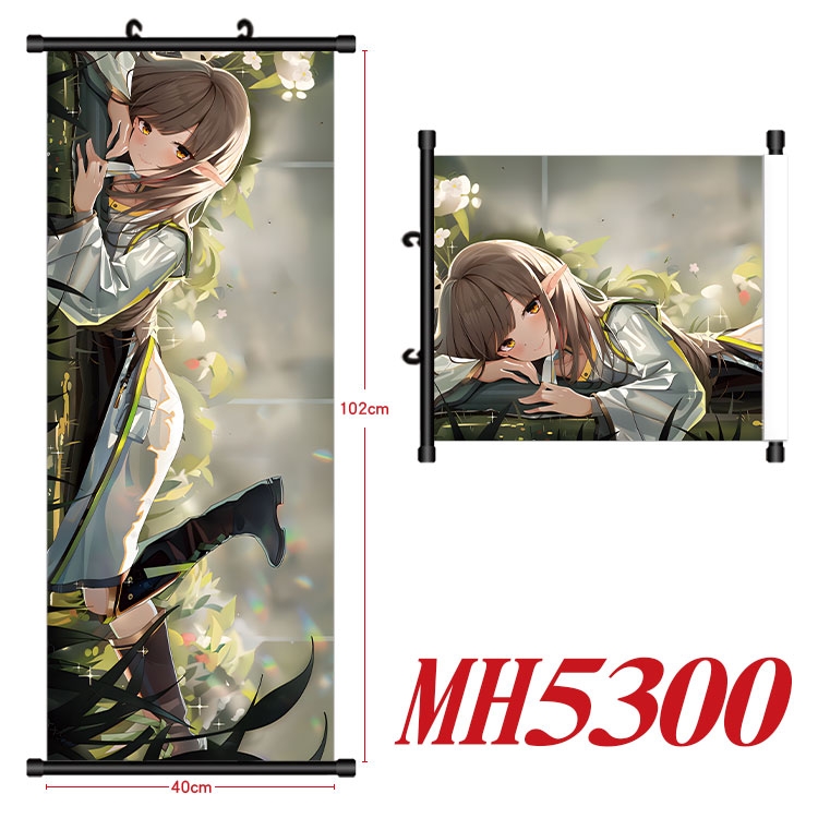 Arknights Anime black Plastic rod Cloth painting Wall Scroll 40X102CM