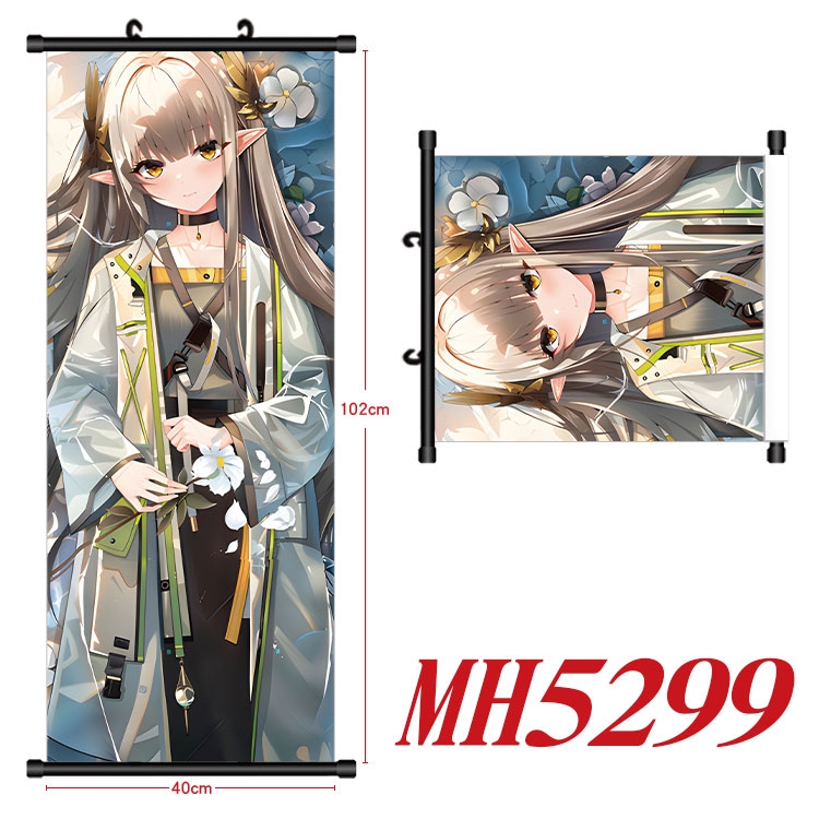 Arknights Anime black Plastic rod Cloth painting Wall Scroll 40X102CM