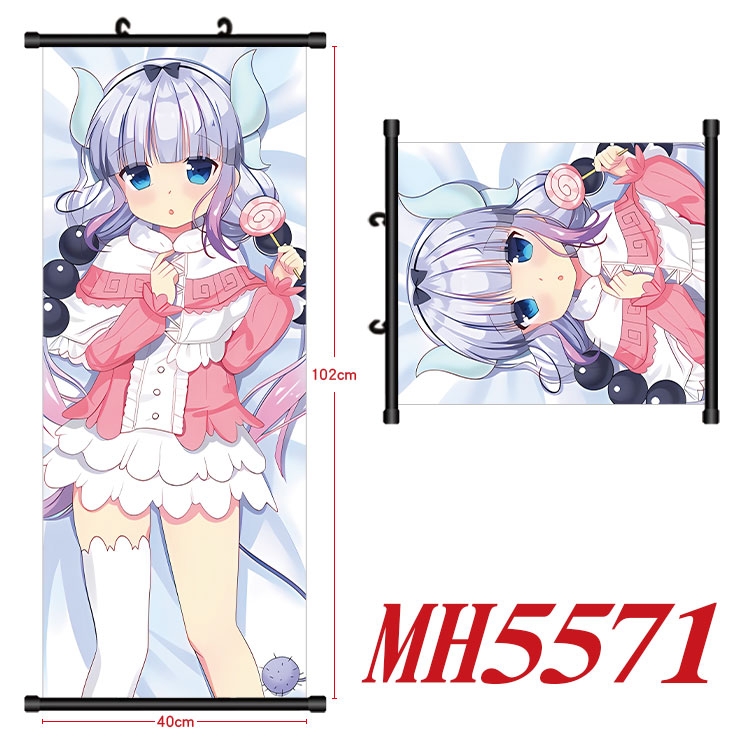 Miss Kobayashis Dragon Maid Anime black Plastic rod Cloth painting Wall Scroll 40X102CM