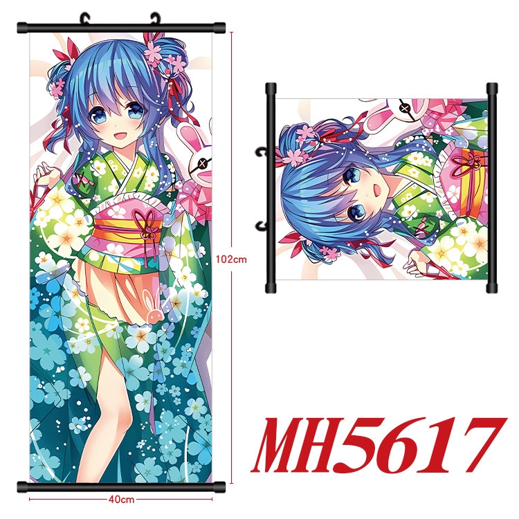 Date-A-Live Anime black Plastic rod Cloth painting Wall Scroll 40X102CM