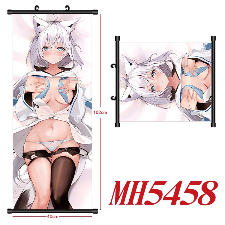 Vtuber Anime black Plastic rod Cloth painting Wall Scroll 40X102CM