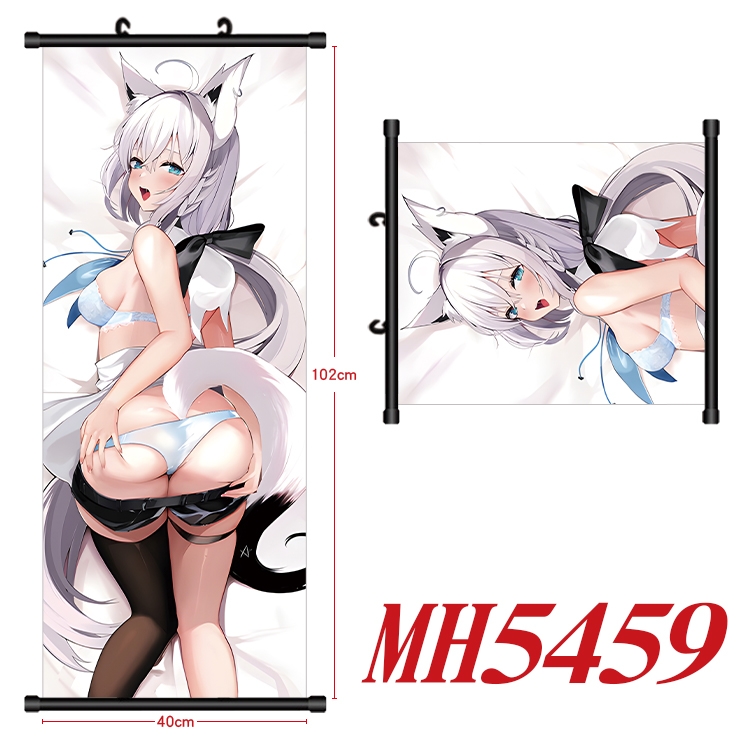 Vtuber Anime black Plastic rod Cloth painting Wall Scroll 40X102CM