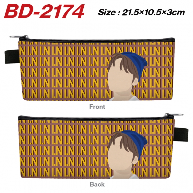 straykids Anime PU Leather Zipper Pencil Case Stationery Box 21.5X10.5X3CM  BD-2174