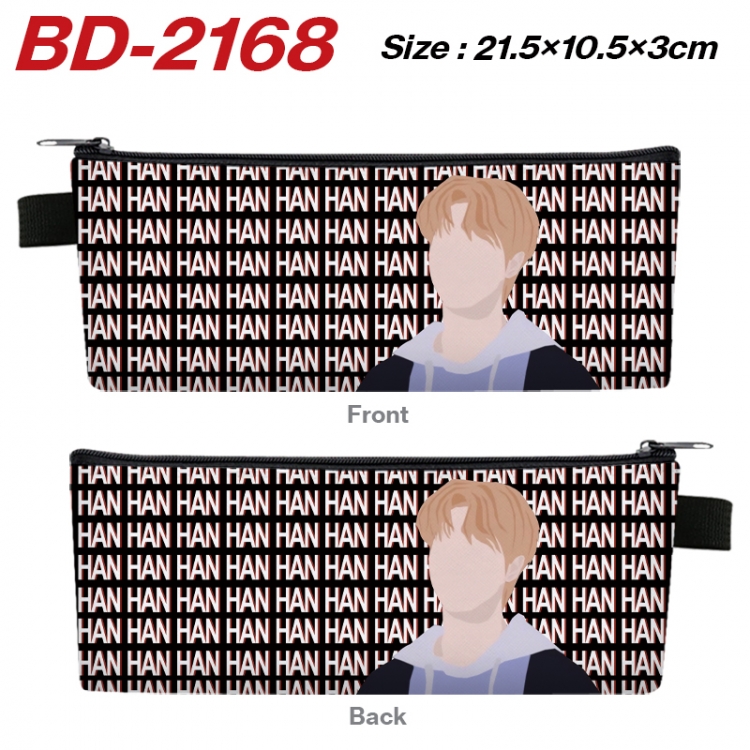 straykids Anime PU Leather Zipper Pencil Case Stationery Box 21.5X10.5X3CM  BD-2168