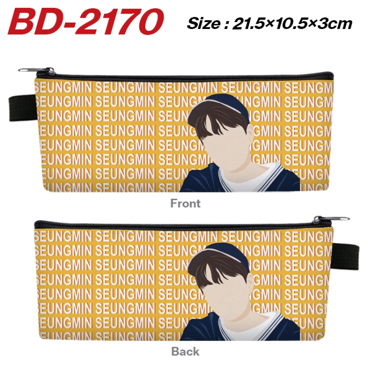 straykids Anime PU Leather Zipper Pencil Case Stationery Box 21.5X10.5X3CM  BD-2170