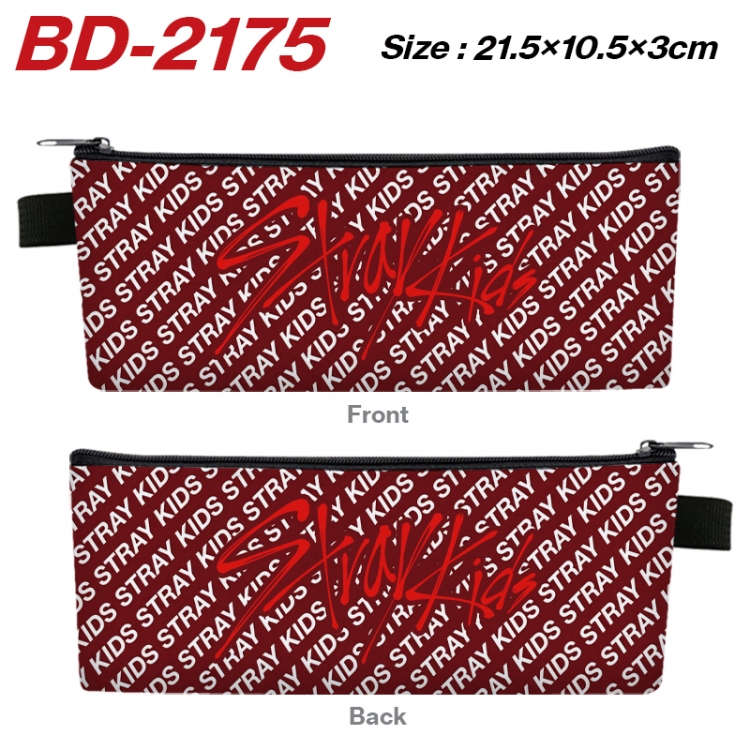 straykids Anime PU Leather Zipper Pencil Case Stationery Box 21.5X10.5X3CM  BD-2175