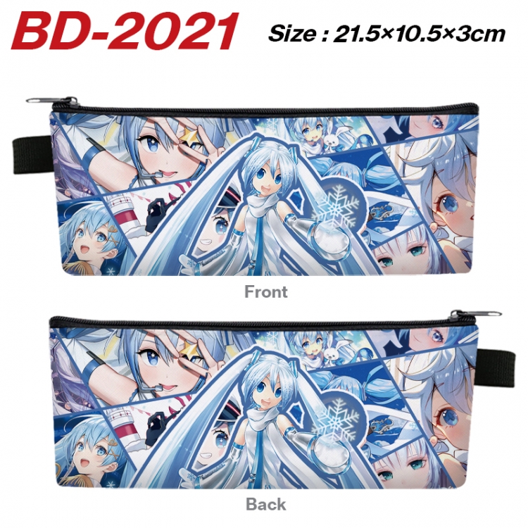 Hatsune Miku Anime PU Leather Zipper Pencil Case Stationery Box 21.5X10.5X3CM BD-2021