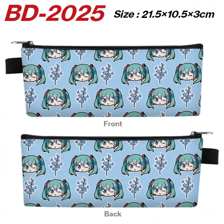 Hatsune Miku Anime PU Leather Zipper Pencil Case Stationery Box 21.5X10.5X3CM BD-2025