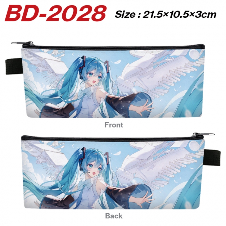 Hatsune Miku Anime PU Leather Zipper Pencil Case Stationery Box 21.5X10.5X3CM BD-2028