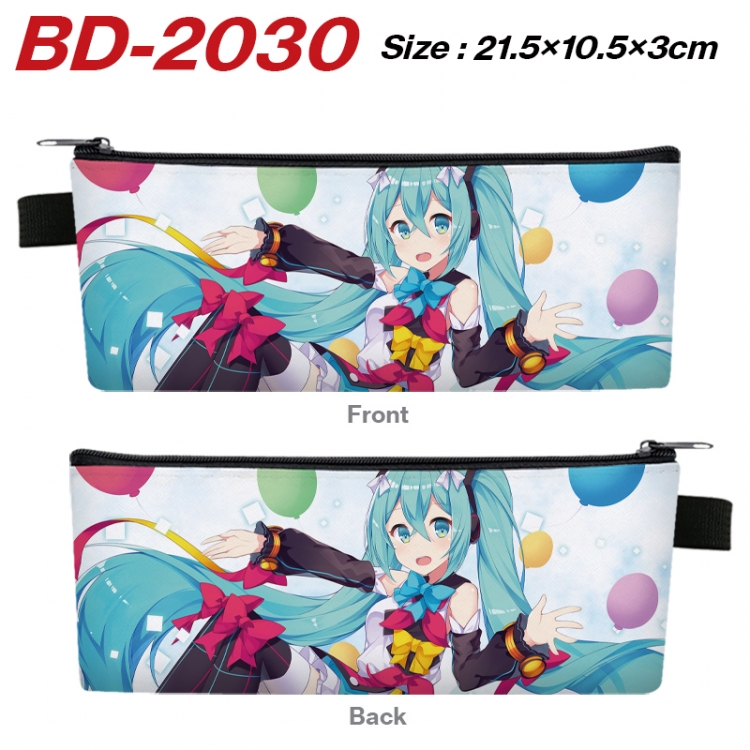 Hatsune Miku Anime PU Leather Zipper Pencil Case Stationery Box 21.5X10.5X3CM  BD-2030