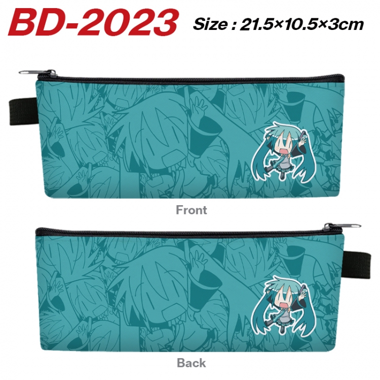 Hatsune Miku Anime PU Leather Zipper Pencil Case Stationery Box 21.5X10.5X3CM  BD-2023