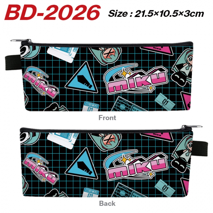 Hatsune Miku Anime PU Leather Zipper Pencil Case Stationery Box 21.5X10.5X3CM  BD-2026