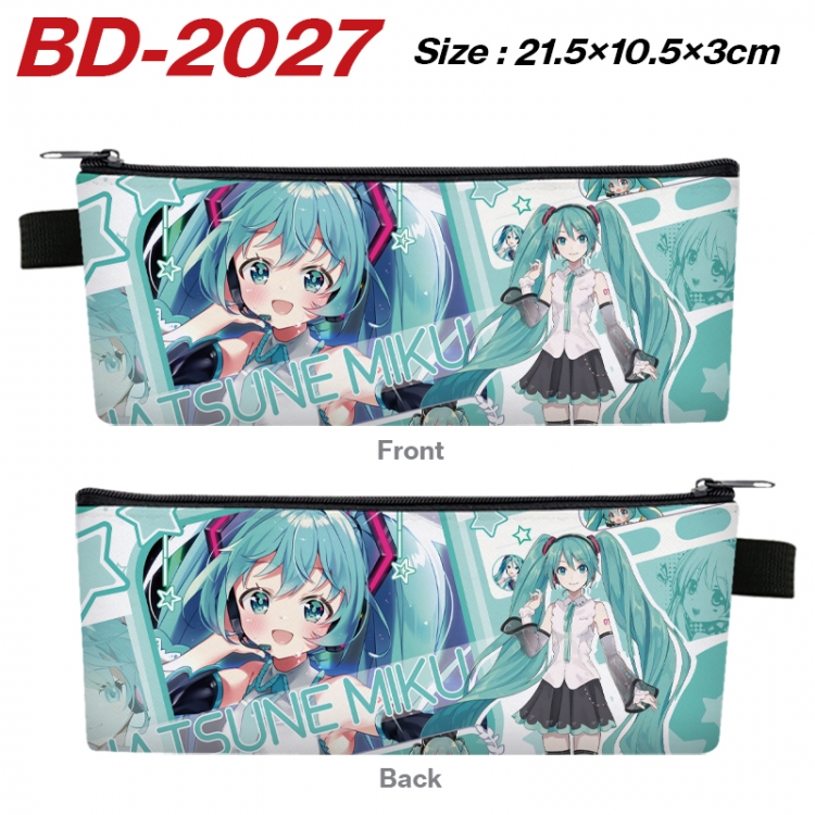 Hatsune Miku Anime PU Leather Zipper Pencil Case Stationery Box 21.5X10.5X3CM  BD-2027