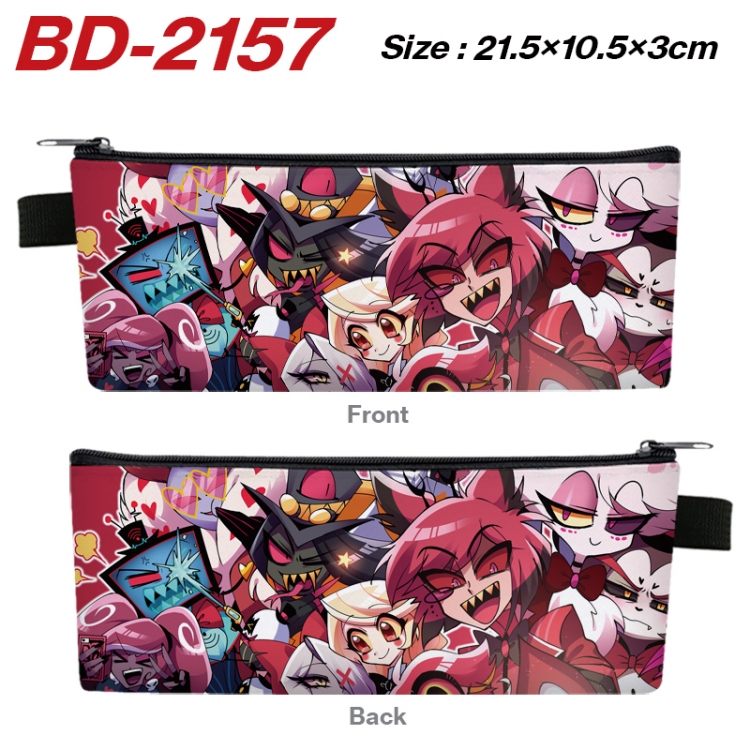 Hazbin Hotel Anime PU Leather Zipper Pencil Case Stationery Box 21.5X10.5X3CM 