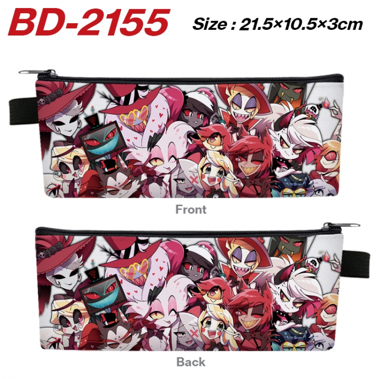 Hazbin Hotel Anime PU Leather Zipper Pencil Case Stationery Box 21.5X10.5X3CM 