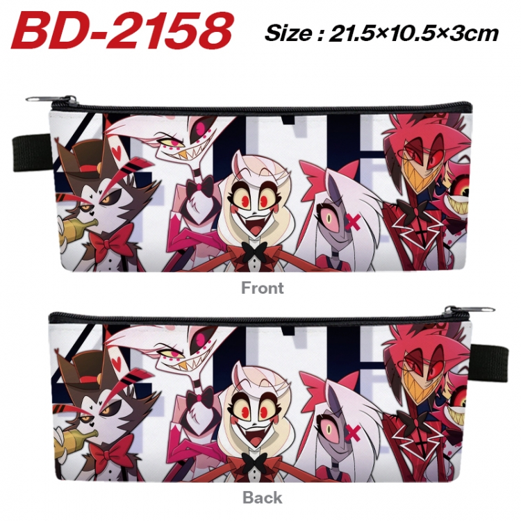 Hazbin Hotel Anime PU Leather Zipper Pencil Case Stationery Box 21.5X10.5X3CM 