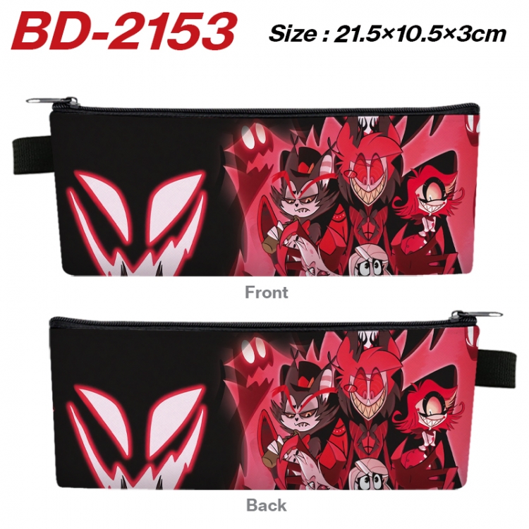 Hazbin Hotel Anime PU Leather Zipper Pencil Case Stationery Box 21.5X10.5X3CM