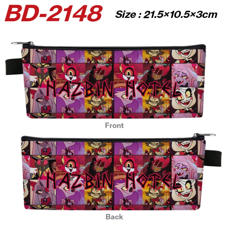 Hazbin Hotel Anime PU Leather Zipper Pencil Case Stationery Box 21.5X10.5X3CM 