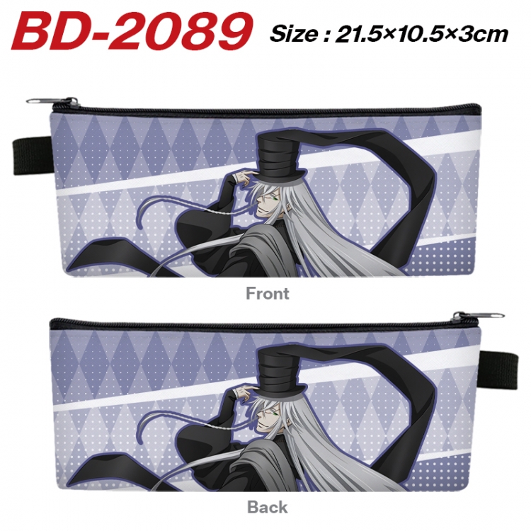 Kuroshitsuji Anime PU Leather Zipper Pencil Case Stationery Box 21.5X10.5X3CM  BD-2089