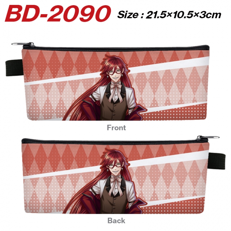 Kuroshitsuji Anime PU Leather Zipper Pencil Case Stationery Box 21.5X10.5X3CM   BD-2090