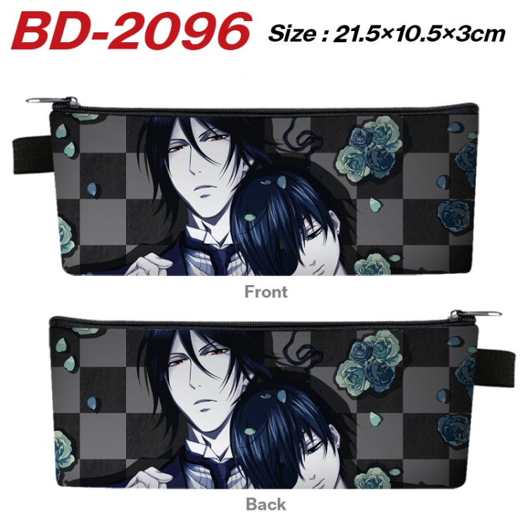 Kuroshitsuji Anime PU Leather Zipper Pencil Case Stationery Box 21.5X10.5X3CM BD-2096